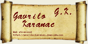 Gavrilo Karanac vizit kartica